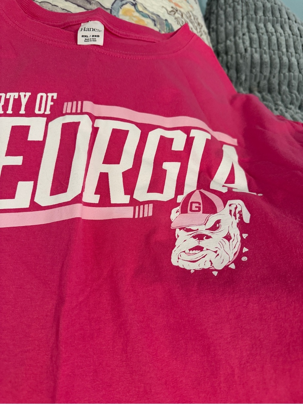 Hanes Pink Georgia Bulldog Short Sleeve Tee